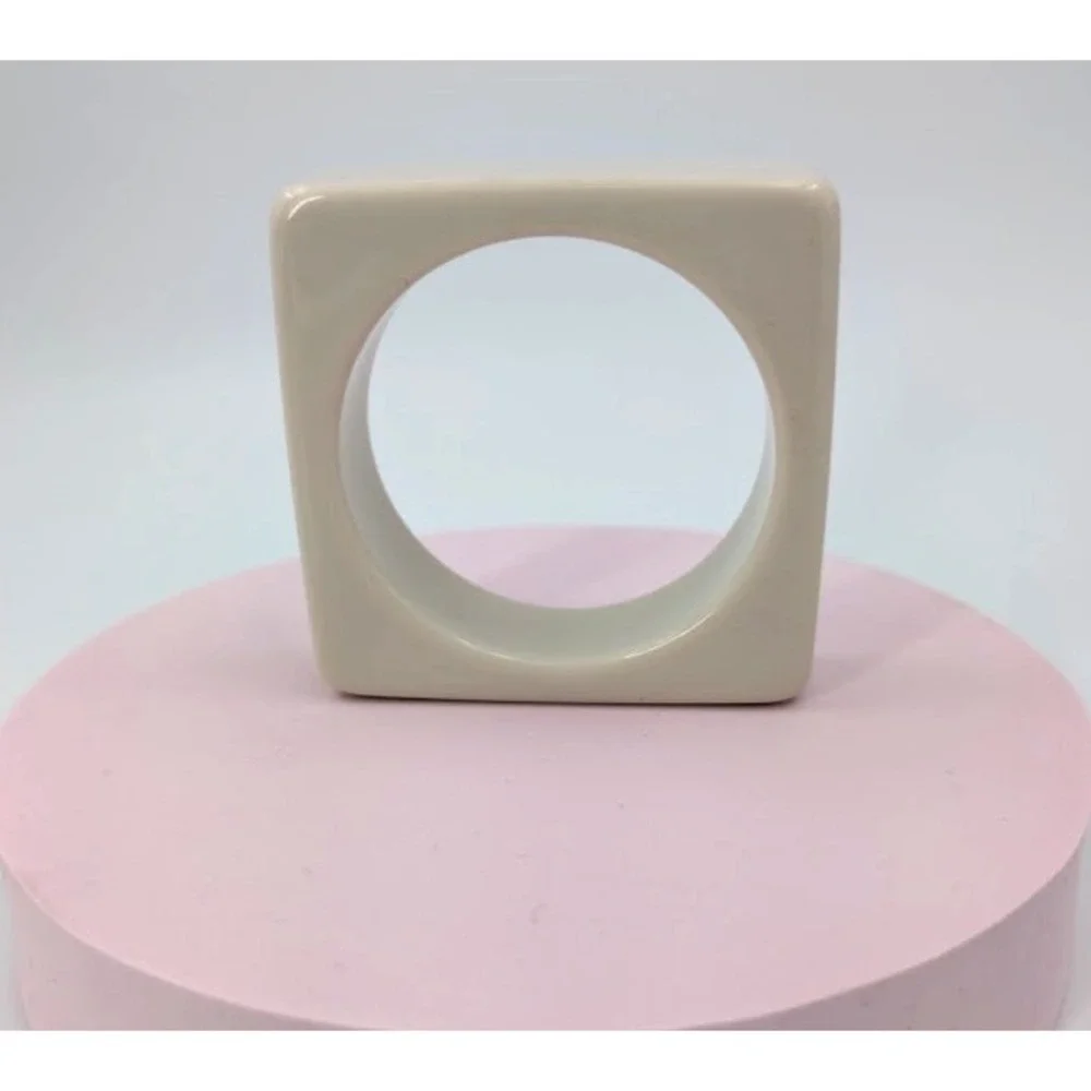 Vintage 80s Square‎ Bangle Bracelet Off White Chunky Geometric Statement